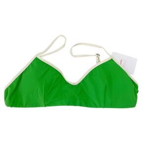 Andie Swim The Bells Bikini Top Varsity Green White Size Medium NEW with tags!